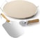Set with Pizza Peel Wheel Pizza Cutter Metal Rack/Handle, 13 Inch Compact Easy Storage Portable Baking Grilling Stone Thermal Shock Resistance Baking Stone for Oven Grill BBQ-4PCS/set