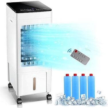Mobile Air Conditioners, Evaporative Air Cooler with 3 Wind Speeds &amp; 8H Timer, 8L Water Tank, 4 Ice Packs, Remote &amp; Touch Control, for Small Room, Office, Bedroom