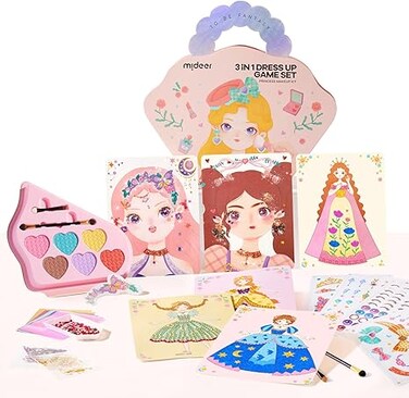 Dress Up Game Set, 4-in-1 Princess Fantasy Makeup Bag Set, Dress Up Kit with Cosmetics, Fashion Fun, Role-Playing Adventure, Glamorous Makeup &amp; Costume Accessories for Creative Kids (Princess)