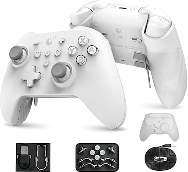 [No Drift] Max Bluetooth Controller, Kingkong 3 Max Wireless Controller for Switch/Switch OLED, Hall Effect Joystick/Triggers, Maglev/Rotor/HD Vibration, Hyperlink Adapter (White)