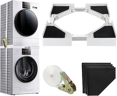 Stacking Kit for Washer and Dryer, Adjustable Stacking Kit with Ratchet Rope (Range: 50-70cm),Washer and Dryer Stacking Kit, Universal Intermediate Frame Compatible with All 23-29 Inches