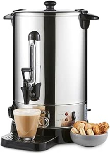 Geepas S/S WATER BOILER Kettle 1650W - Stainless Steel Hot Water Dispenser With Automatic Temperature Control &amp; Keep Warm Function - 15L ,Silver/Black GK5219