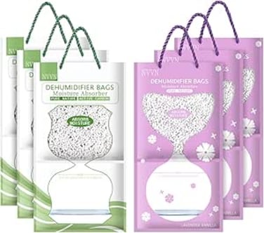 Yamibobo 12-Pack Hanging Moisture Absorber - Desiccant Bag for Closet Dehumidification, Damp Rid