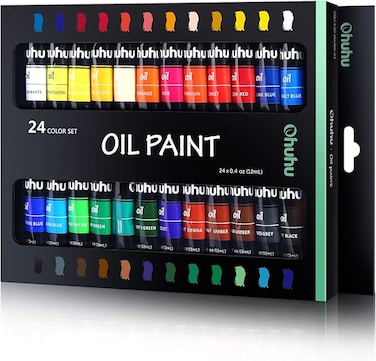 Oil Paint Set Oil Paint Tubes Oil-based 24 Colors Colors Artists Paints Oil Painting Set for Beginners Students Adults Great Gift Idea 24 Tubes 12 ml each, Multicolour