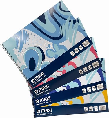 Spiral Sketch Book White A3 (297x420mm) 110Gsm 20 Sheets,Assorted Colour. Per Pc
