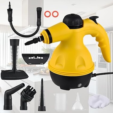UniNet Portable Handheld Steam Cleaner 1000W Powerful High Temperature Pressurized Steam Cleaning Machine with 10 Accessories for Kitchen Bathroom Car Sofa Windows Stain Removal Disinfection