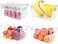 Puricon Set of 4 Refrigerator Organizer Bins, Clear Plastic Kitchen Organizer Food Storage Containers with Handles for Fridge Pantry Freeze Cabinets Countertops