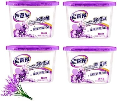 Dailychic Moisture Absorbers With Lavender Scent,230G*4-Pack Portable Closet Dehumidifier, Odor Eliminator Absorber Bucket,Humidity Absorber,Cleaner Air Dehumidifier for Closet,Bathrooms, Kitchen
