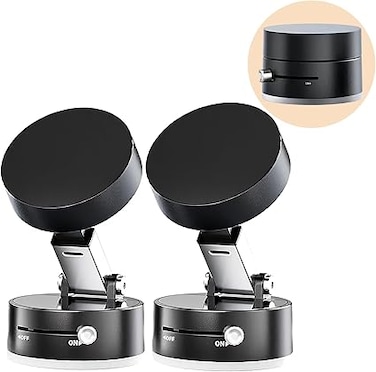 Vacuum Magnetic Phone Holder for Car, 2 Pack Suction Stand Mount for Mobile Phones, Powerful Suction Cup for Car, Windshield, Dashboard, Gym, Mirror, or Smooth Surface, for iPhone &amp; Samsung, (Black)