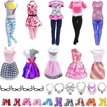 Doll Clothes and Accessories for Barbie Dolls (26 Pieces)