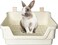 GraGra Large Rabbit Litter Box, Double-deck Rabbit Toilet Potty Training Corner with Splash Guard &amp; Removable Tray, for Guinea Pigs, Chinchillas, Ferrets, Small Animal (White)