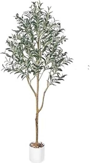 SCHENKERO Artificial Olive Tree,120cm with Lifelike Olive Branches and Fruits,Perfect Lifelike Long Artificial Tree for Modern Home/Office Decor Pot with pebbles (120cm)