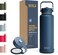 BEOLA 1200ml Vacuum Insulated Water Bottle, Double Walled Thermolab series Stainless Steel Water Drinking Flask with Straw Lid, 2 Lids included, Hot Cold Thermos, Sports Bottle 40oz (Marine Blue)