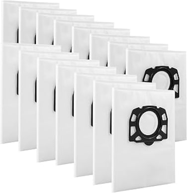 Fishoney Pack of 10 KFI 487 Vacuum Cleaner Bags for K&auml;rcher WD4 WD5 WD6 WD5P WD6P MV4 MV5 MV6 Fleece Filter Bags Dust Bags for 2.863-006.0 Wet &amp; Dry Vacuum Cleaners, White