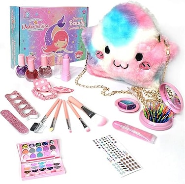 Kids Makeup Kit for Girl Frozen Makeup Set ,Real Washable Makeup Kit Toys for Little Girls Safe &amp; Non-Toxic Makeup Set for Girls 3-8 Years