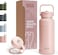 BEOLA 950ml Water Bottle 18/8 Stainless Steel 304 Double Wall Insulated Thermos Bottle with Straw Lid and wide mouth, 2 lids included, Hot Cold Liquids Sports Bottle, 32oz