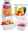5Pcs Food Storage Containers,Fruit-Storage-Containers,Fridge Organizer with Removable Draining Colanders and Lid,Leakproof Fridge Organizer for Vegetables Salad Berry Meat Keep Fresh (Rectangle-5pcs)