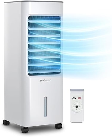 Pro Breeze 4-in-1 Evaporative Air Cooler with 5L Capacity, Remote Control, 3 Fan Speeds, LED Display, 70cm Tall Powerful Portable Air Cooler with Built-in 7h Timer &amp; Automatic Oscillation