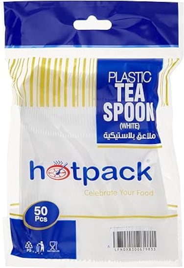 Hotpack Disposable Plastic Tea Spoon , White- 50Pcs
