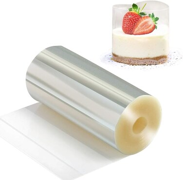 Cake Collars 4 x 394inch, Picowe Acetate Rolls, Clear Cake Strips, Transparent Cake Rolls, Mousse Cake Acetate Sheets for Chocolate Mousse Baking, Cake Decorating