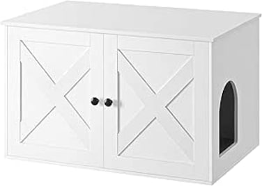 Feandrea cat house, litter box cabinet with removable partition, table, 80 x 53 x 50 cm, white PCL002W01
