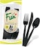 Fun Heavy-Duty Black Cutlery Set Spoons Knives Forks set Disposable Cutlery Set Plastic Cutlery Disposable Spoons Disposable Fork Plastic Spoon Heavy Duty Plastic Utensils (Pack of 18)