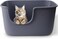 Large High Sided Cat Litter Box Extra Deep Kitty Litter Tray for Multi Cats Household, High Wall Cat Litter Pan Anti-Splashing Scatter Shield High-Back (Grey)(57 * 40 * 31cm)