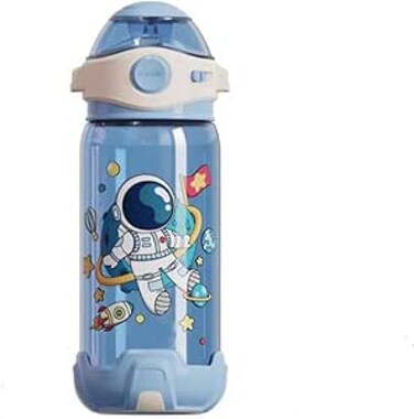 Kids Water Bottle with Straw, 22 oz Toddlers Reusable Travel Water Bottle BPA-Free Leak-Proof Drinking Bottle for School Kids Girls Boys, Sports School Bottle, Chrismas Gifts (Blue, 650ml/22OZ.)