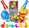 AMERTEER 48 Pcs Counting Dinosaurs Toys - Matching Game With Sorting Bowls Preschool Learning Activities For Math, Montessori Sensory Teaching Toys, Counters Color Sorting For Toddlers Kids Boys Girls
