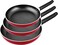 Aluminum Non- Stick Fry Pan Set, 3 Pieces, Red