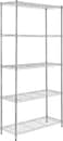 Amazon Basics 5-Shelf Storage Unit With Height Adjustable Shelves and Levelling Feet, 680 kg Max Weight, Chrome, 35.5 cm D x 91.4 cm W x 182.8 cm H