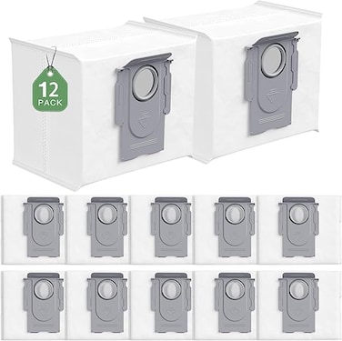 isinlive 12 Pack Dust Bags Compatible with Robo-rock Q Revo/Qrevo MaxV/ S8 Max Ultra/ S8 MaxV Ultra Robot Vacuum, 2.7L Large Capacity Vacuum Cleaner Disposable Dust Bags Replacement