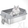 SLEEPHEAD&reg;Stainless Steel Litter Pan with Side Door, Semi-Closed High Fence. Extra Large Anti-splash, Non-slip, Easy to Clean and Comes with A Cat Scooper.