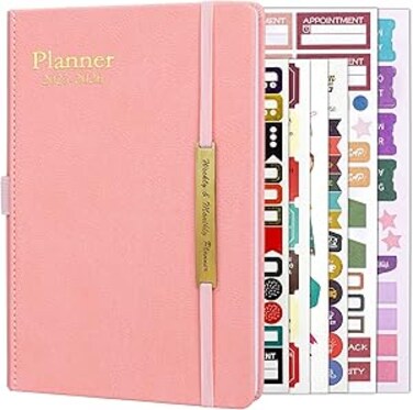 2025-2026 Leather Planner Weekly and Monthly, 18 Months Calendar Book, 2025 Academic Planner From Jan. 2025-June 2026, 2025 Appointment Book, Daily Agenda, Yearly Teachers Planner (5.7 X 8.5" Pink)