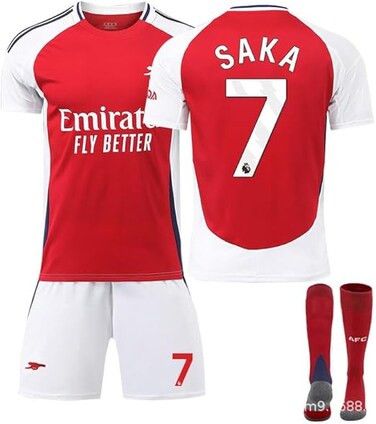 2024-25 Season Ar-senal Home Football Kits SAKA #7 Harverts# 29 Fans Football Jersey/Shorts Socks Gift Set Youth Sizes