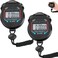 Stopwatch Timers, 2Pcs Digital Multi-Function Electronic Digital Sport Stopwatch Timer, Water Resistant LCD Chronograph with Date, Time and Alarm Function for Sports Fitness Trainers and Referees