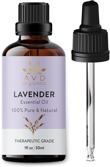 AVD ORGANICS Lavender Essential Oil 30ml   100% Pure and Natural Therapeutic Grade for Massage Aromatherapy Relaxation Sleep Laundry Meditation Skin Diffuser Fragrance   1 fl. Oz