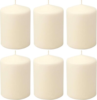 Unscented Ivory Pillar Candles - Dripless Clean Burning Smokeless Household Dinner Candle, SPA Romantic Candles Relaxing Saturdays, Special Occasions - Long Burning Hours   Set of 6