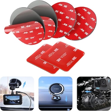 Double Sided Adhesive Pads.3M VHB Sticky Dash Cam Mounting Tape.Car Mount Sticky Pad Replacement.Heavy Duty Tape Sticker for Cars Dashboard &amp;Daily Use.Waterproof,Heat-resistant.Squares&amp;Round,6Packs