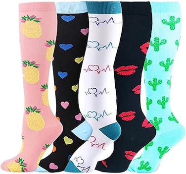 5 Pairs Compression Socks for Women &amp; Men Circulation-Compression Socks 20-30 Mmhg-Best for Running,Medical,Nurse,Travel,Cycling(Size:S/M), multi