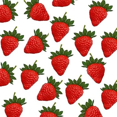 20 Pieces Artificial Strawberries, Fake Strawberries Lifelike Red Realistic Plastic Strawberries Artificial Fruit for Home Kitchen Party Wedding Decoration Arrangements Photography Prop Ornament