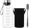 RNCKUUE Glass Water Bottle 2 Litre - 2l Large Borosilicate Wide Mouth Glass Drinking Bottles With Time Mark, Sleeve, BPA Free