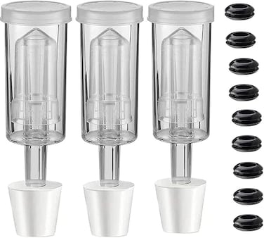 KWSLIN 3 Pack Airlock with Stopper and Grommet, Fermentation Airlock Brewing Kit for Fermenting Carboy Bucket Airlock, Transparent Airlock Design, No Leaks, Ensure Food Safety