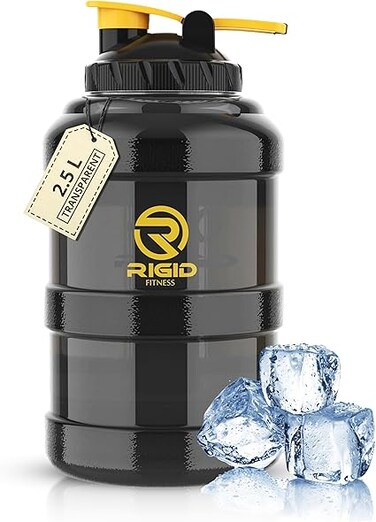 RIGID FITNESS Gym Bottle BPA-Free 2.5L - Hydration Jug - Leak-Proof Sport Water Bottle, Odorless &amp; Transparent - Ideal Jug for Gym, Fitness and Outdoor Activities - Safe &amp; No Smell