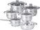 Stainless Steel Cookware Set, 12-Piece, Casseroles, Saucepan, Fry Pan, Ergonomic Handles, All Cooktop Compatible, Dishwasher Safe, Durable, Stylish Kitchen Essentials
