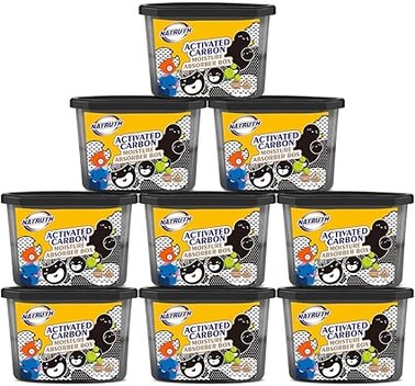 NATRUTH Activated Charcoal,Moisture Absorber boxes 500mL (9 Packs), Closet Dehumidifier, Eradicate Odor，Moisture Absorber, Dehumidifier for Closet,Bathrooms, Kitchen &amp; Study, Boats,RVs and More