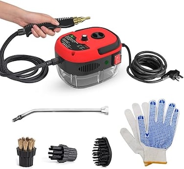 Eacam 2500W Portable Handheld Steam Cleaner High Temperature Pressurized Steam Cleaning Machine with Brush Heads and Gloves for Kitchen Furniture Bathroom Car