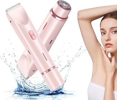 2 in 1 Electric Lady Shaver for Women, Painless Womens Razor Bikini Trimmer, Cordless Wet &amp; Dry Electric Razors for Women Legs Underarms Pubic Hair - Rechargeable IPX7 Waterproof Lady Body Shaver