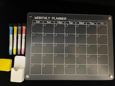 Magnetic acrylicboard Weekly Calendar Planner - Dry Erase, Reusable   Perfect for Fridge, Office, and Fitness Planning   Includes 4 Markers   Plan Your Month, Week, and Day