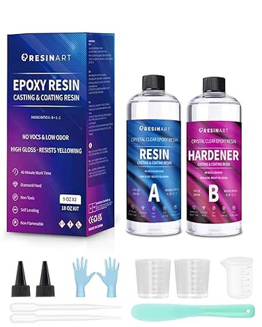 Epoxy Resin Beginner's Kit, 18oz/532ml Non-Toxic Clear Casting Set, 1:1 Ratio for Wood, Jewelry Art, Decorative Tabletop, Restoration and Coating
